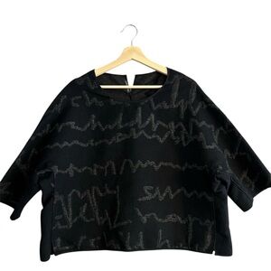 Annette Gortz Textured Woven Jacquard Top Black Size L Architectural Artsy